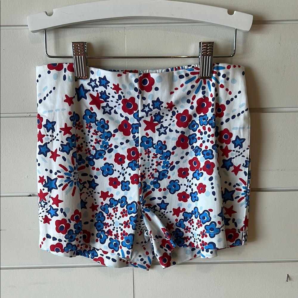 Girls Red and Blue Floral Casual Shorts
